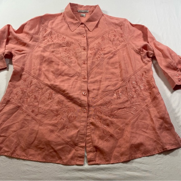 Edward Woman Linen Cardigan Top Women’s 2X Button down long sleeve Top shirt - Picture 6 of 9